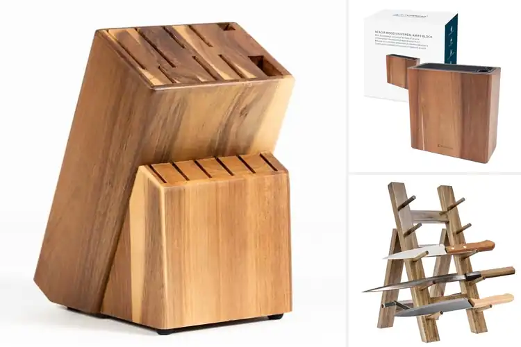 Detailed view of Best Acacia Wood Knife Racks