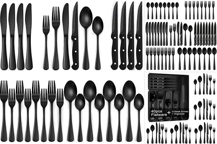 Detailed view of 10 Best Black Silverware Sets for Stylish Dining Moments