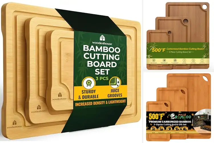 Detailed view of Best Durable Bamboo Kitchen Board Set