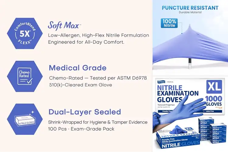 Detailed view of 10 Best Iris Blue Gloves: Seal in Clean Prep and Grip Tools