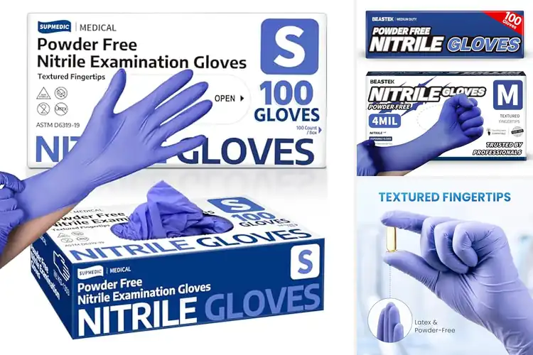 Detailed view of 8 Best Iris Blue Nitrile Exam Gloves for Comfort & Safety