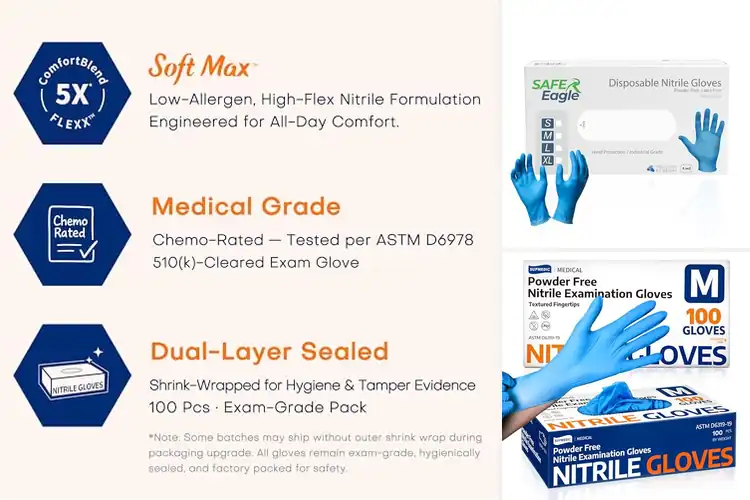 Detailed view of 10 Best Nitrile Disposable Gloves for Secure Cooking Grip