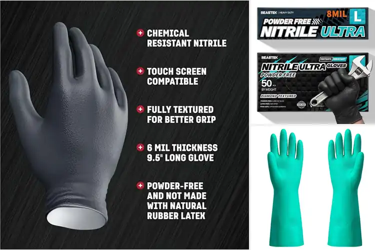 Detailed view of 10 Best Puncture-Resistant Nitrile Gloves: Durable grip