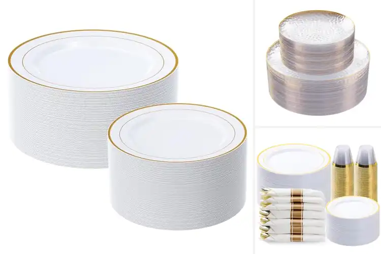 Detailed view of 10 Best Quality Disposable Plates – Gold Rim, BPA‑Free