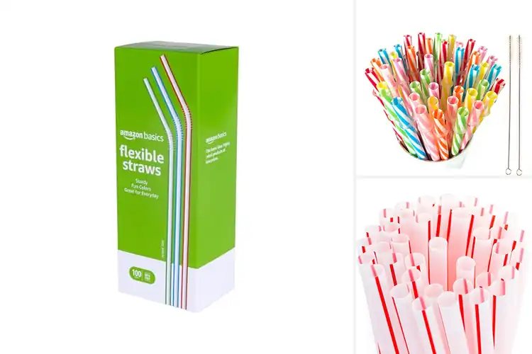 Detailed view of 10 Best Striped Plastic Drinking Straws: Fun Sips